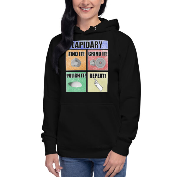 Black Unisex Hoodie Lapidary Sweatshirt.